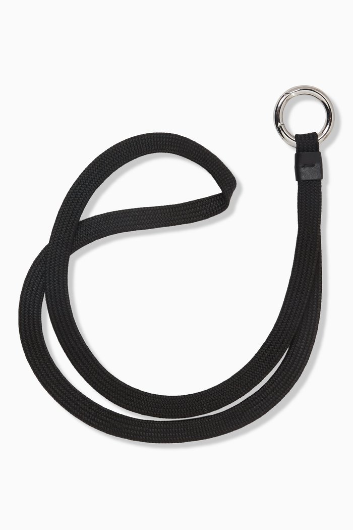 

Four Stitches Lace Keyring in Leather, Black