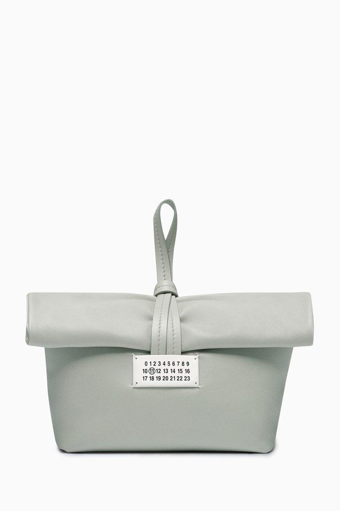 Paper Clutch Bag in Soft Leather, Brown
