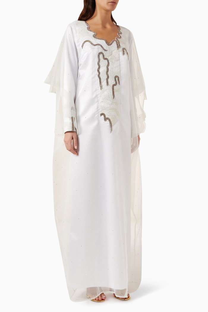 

Two-piece Embellished Thoub, White
