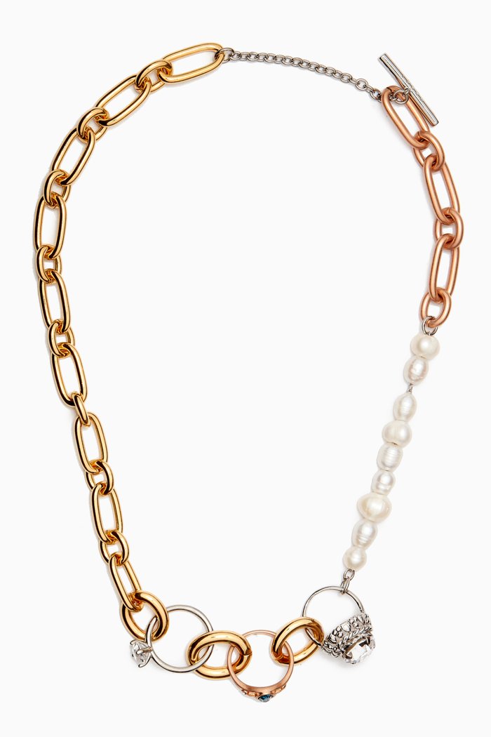 

Ring-charm Necklace in Brass, Multicolour