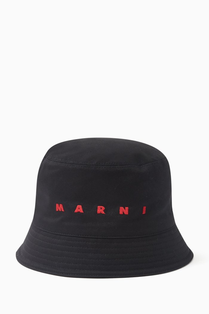 

Logo Bucket Hat in Cotton, Black