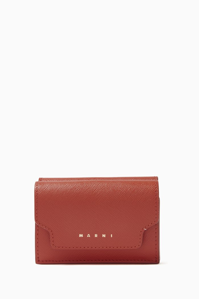 

Tri-fold Wallet in Saffiano Leather, Brown