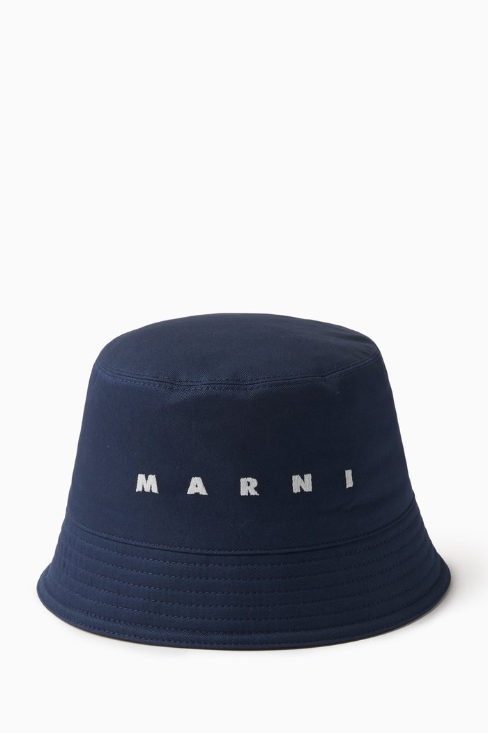 

Logo Bucket Hat in Bio Cotton Gabardine, Blue