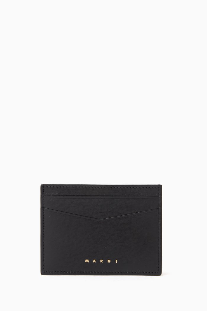 

Logo Card Holder in Calf Leather, Black