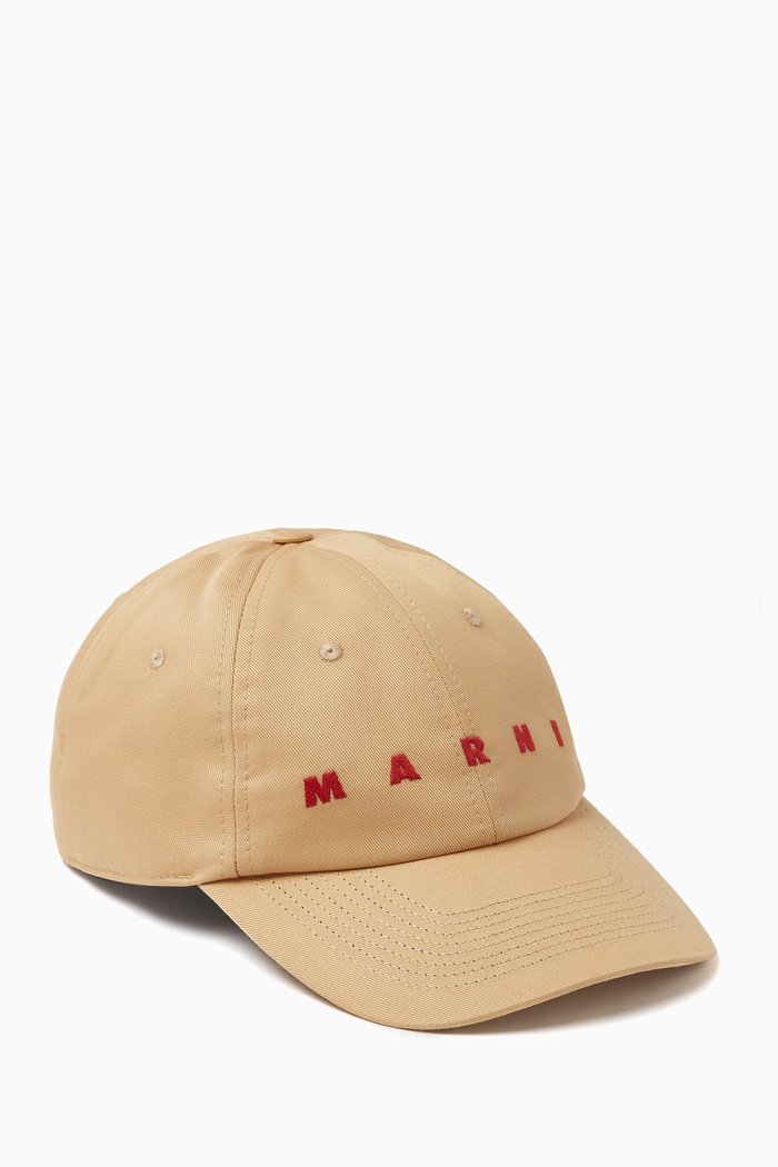 Embroidered Logo Cap in Cotton, Neutral