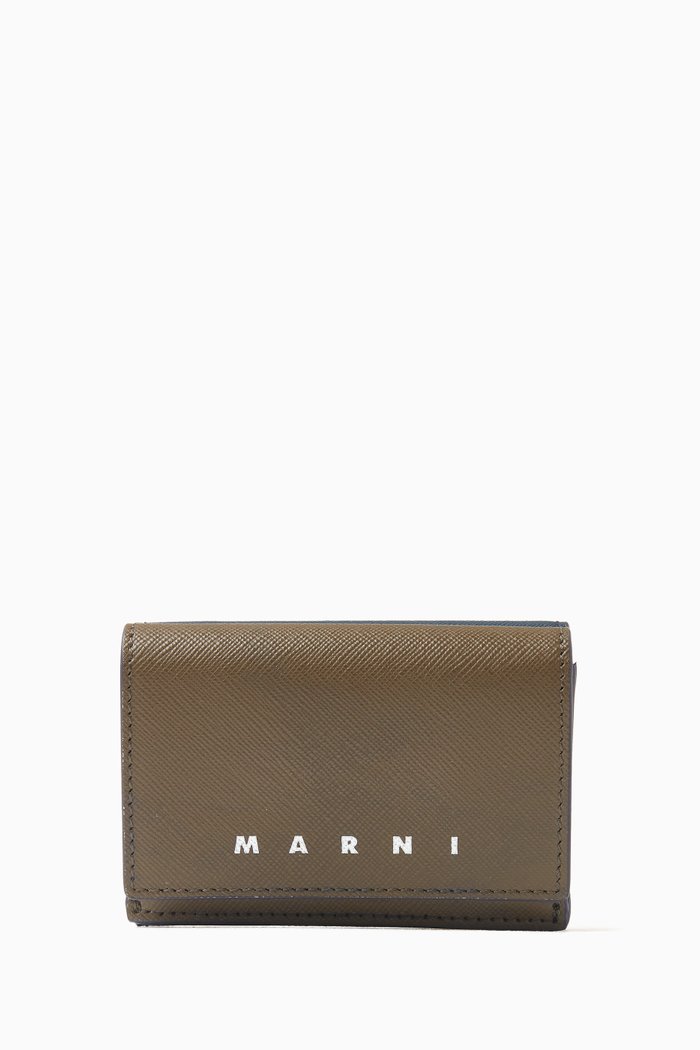 

Tri-fold Wallet in Saffiano Leather, Blue