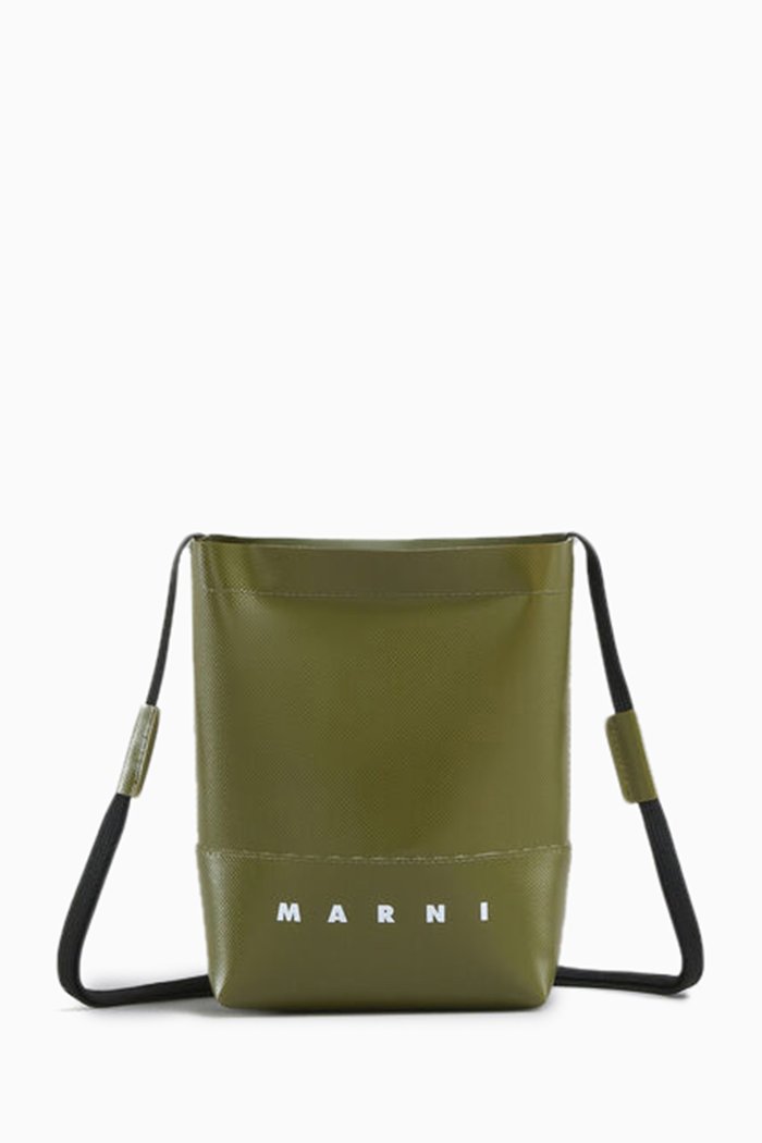 

Crossbody Bag in Coated Canvas, Green