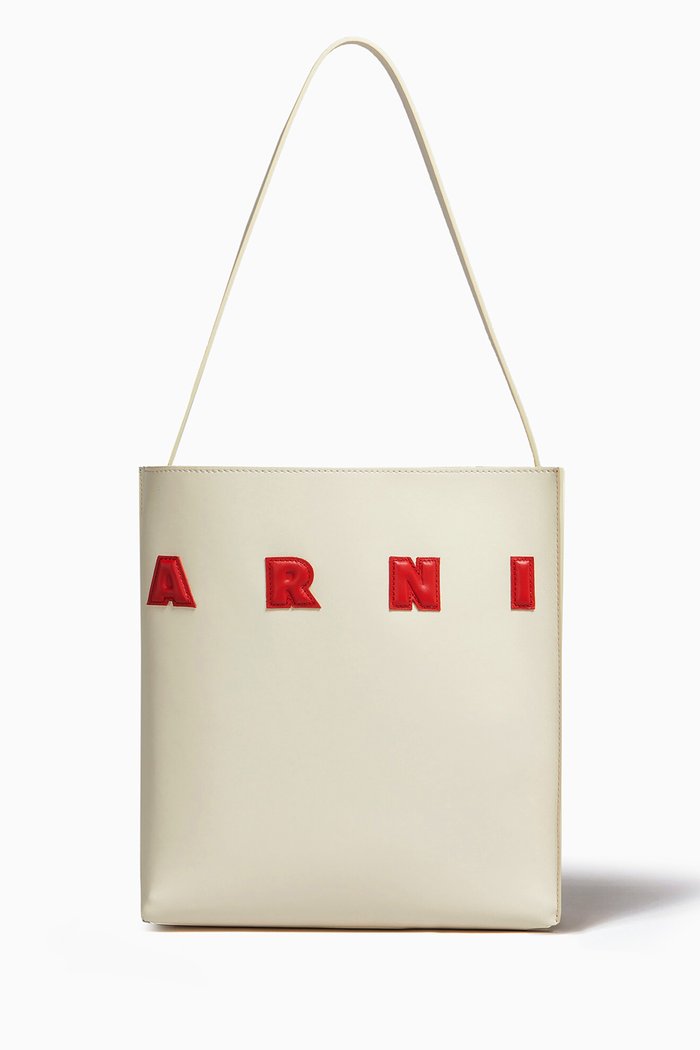 

Museo Logo Tote Bag in Calf Leather, Multicolour
