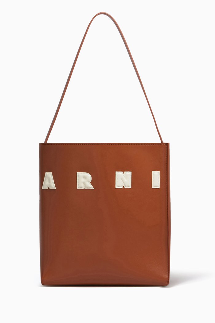 

Small Museo Logo Tote Bag in Calf Leather, Multicolour