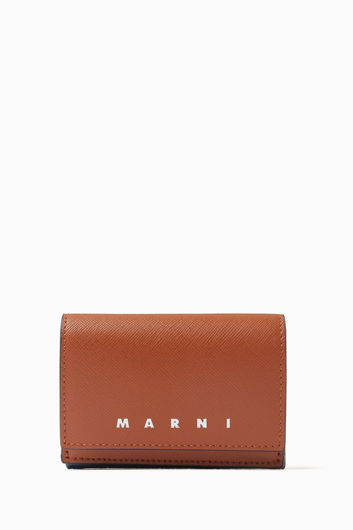

Tri-fold Wallet in Saffiano Leather, Blue
