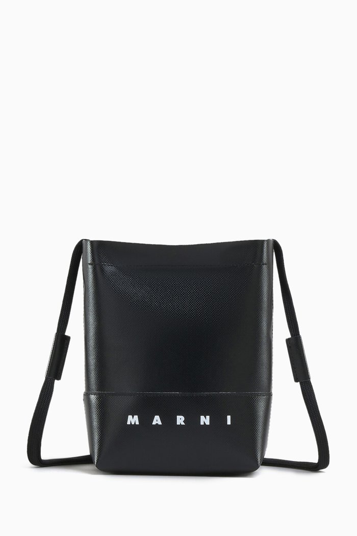 

Crossbody Bag in Coated Canvas, Black