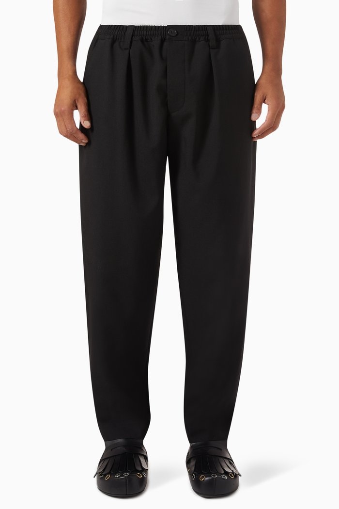 

Tapered Pants in Wool, Black
