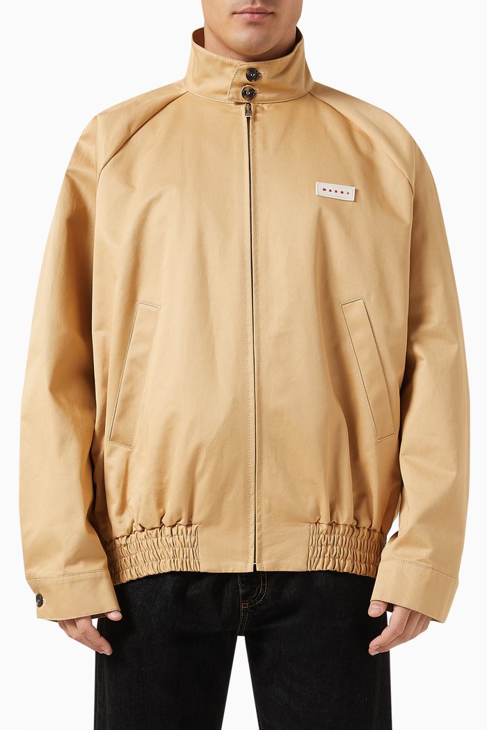 Oversized Jacket in Cotton, Neutral