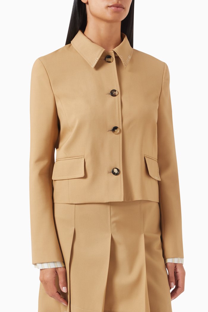 

Cropped Blazer in Virgin Wool, Brown