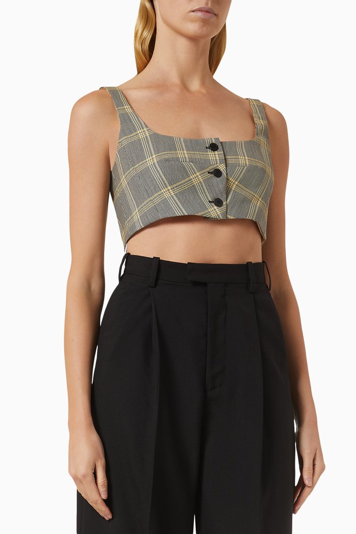

Checked Crop Top in Technical Wool-blend, Multicolour