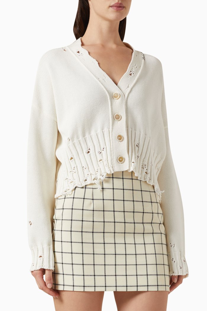 

Disheveled Cardigan in Cotton-knit, White