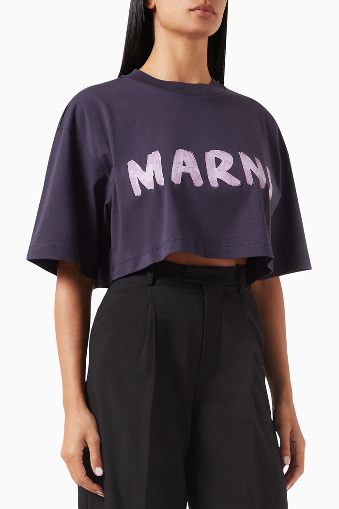 

Brushstroke Logo Crop Top in Cotton, Black