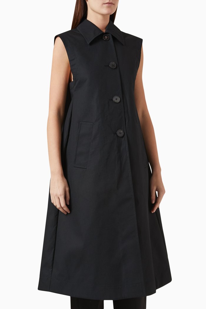 

Cocoon Midi Dress in Bonded Cotton, Black
