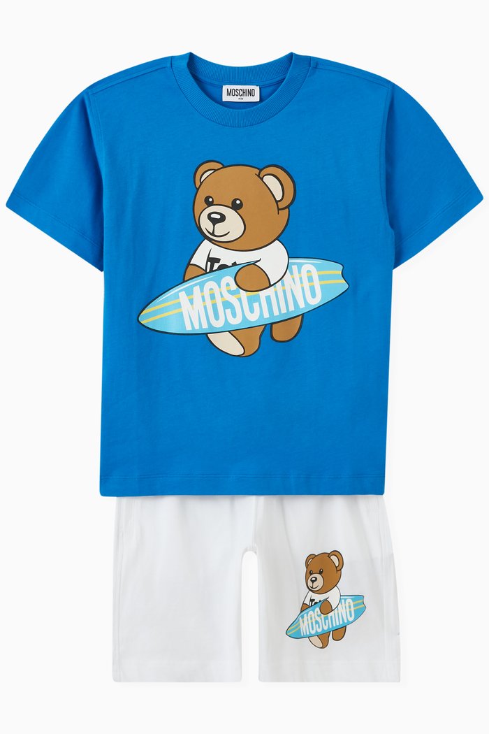 

Teddy Bear T-shirt & Shorts Set in Cotton, Blue
