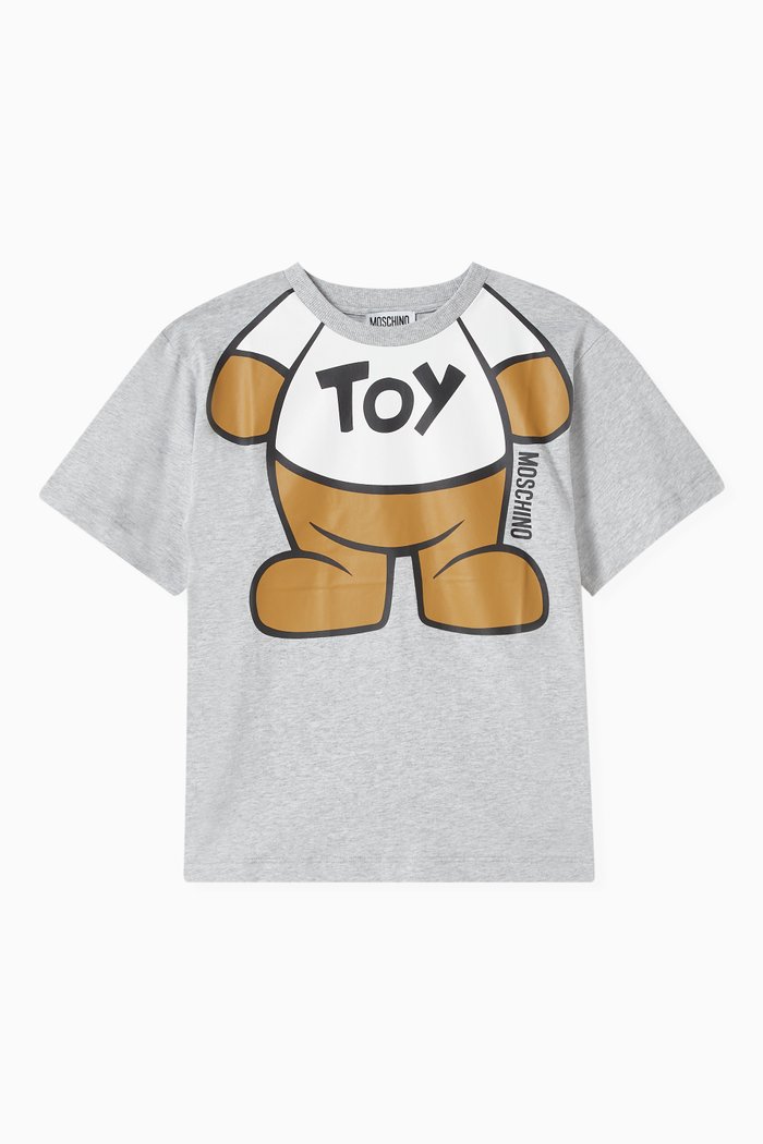 

Teddy Bear Print T-shirt in Cotton, Grey