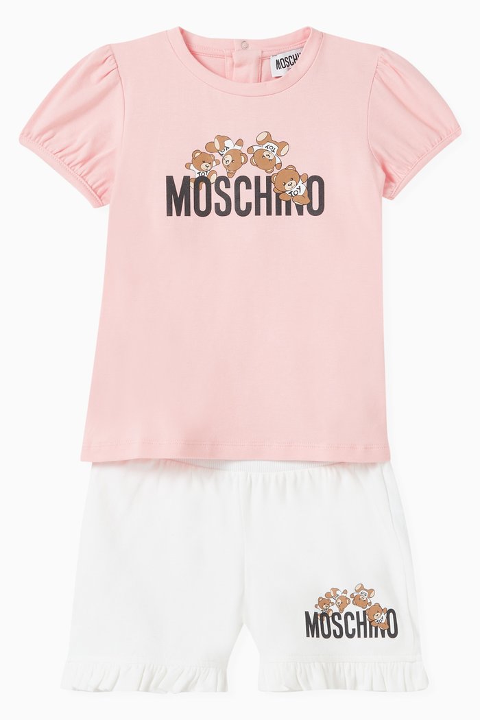 

Teddy Bear T-shirt and Shorts Set in Cotton, Pink