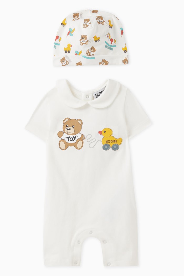 

Romper and Hat Gift Set in Cotton, White