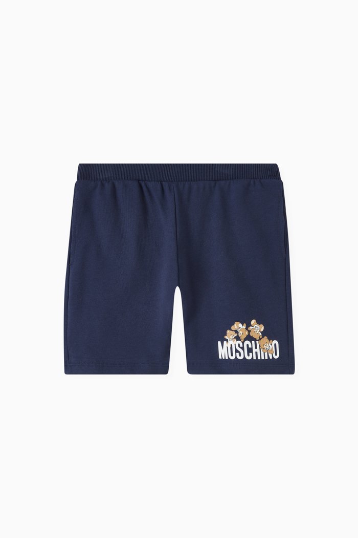 

Teddy Bear Print Shorts in Cotton, Blue