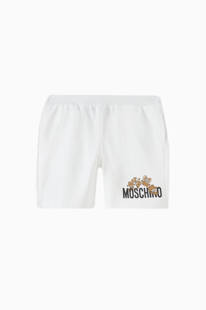 

Teddy Bear Print Shorts in Cotton, White