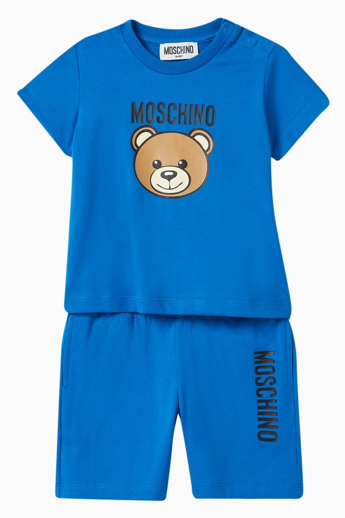 

Teddy Bear T-shirt and Shorts Set in Cotton, Blue