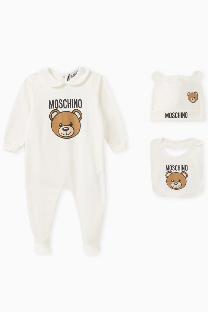 

Teddy Bear Print Pyjamas Gift Set in Cotton, White