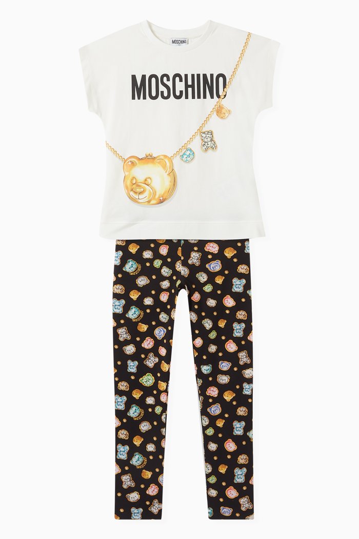 Logo T-shirt and Leggings in Cotton, Multicolour