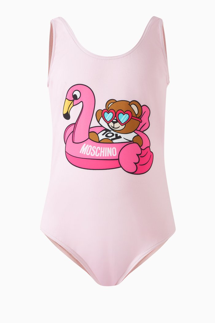 

Teddy Bear Logo-print Swimsuit, Pink