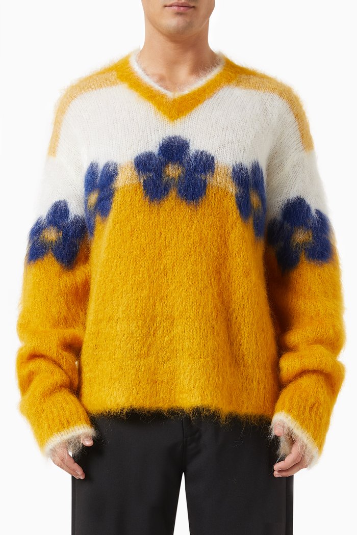 

Colour-block Sweater in Wool-blend, Orange