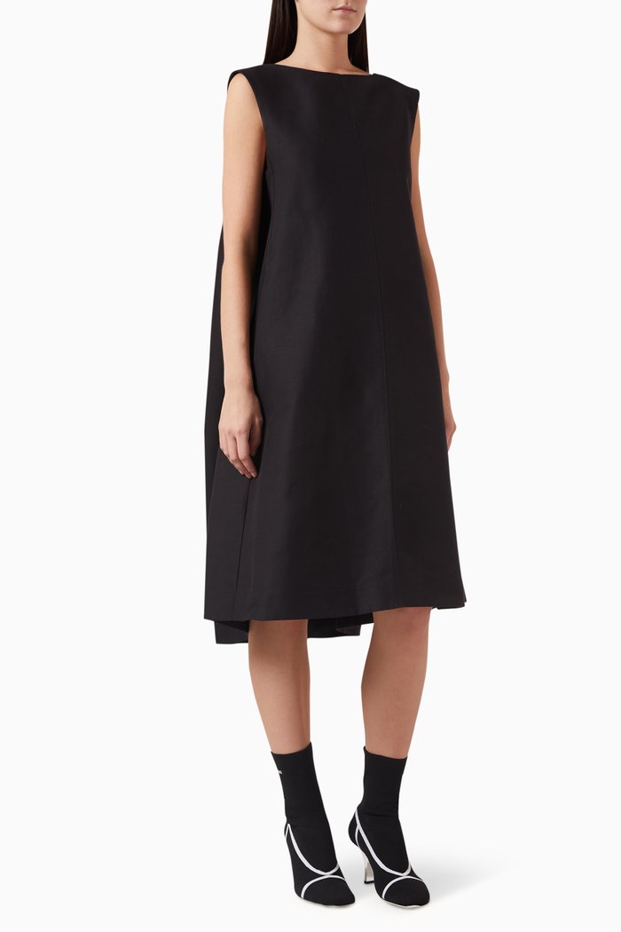 

Flared Mini Dress in Cotton Cady, Black