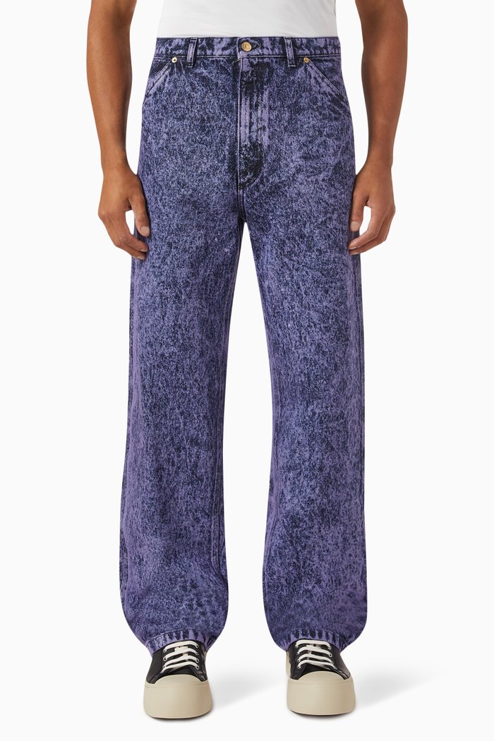 

Stonewashed Straight-leg Jeans in Cotton-denim, Purple