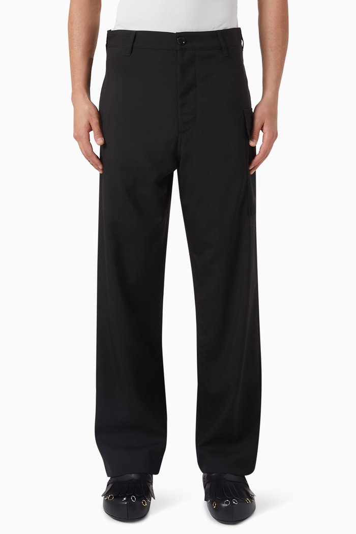 

Straight-leg Pants in Virgin Wool, Black