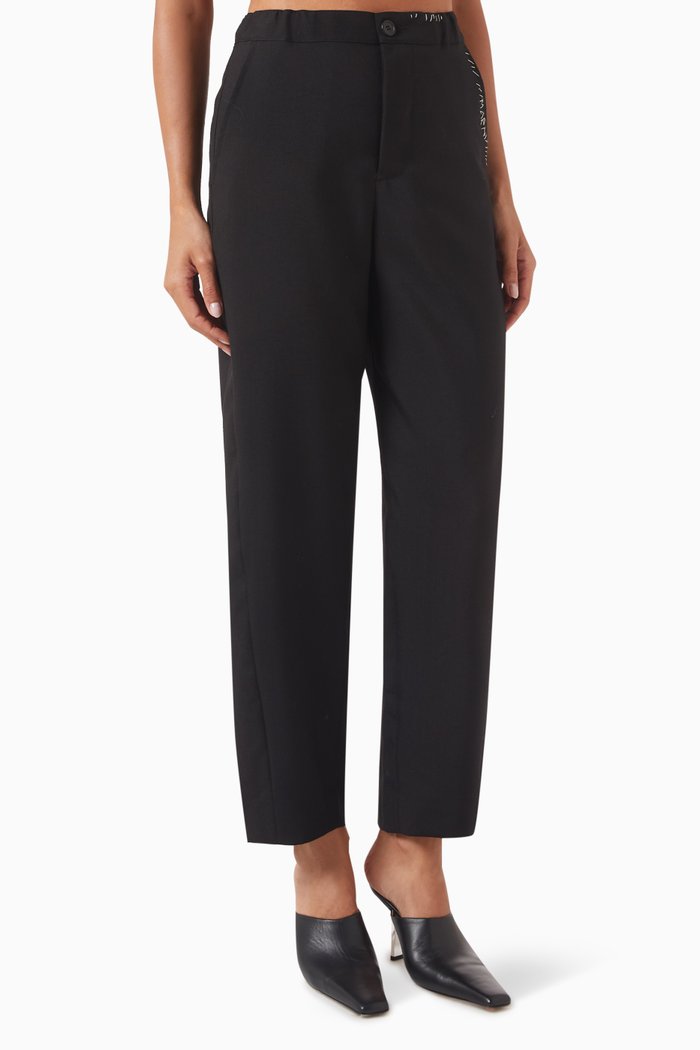 

Logo Oversized Pants in Virgin Wool, Black