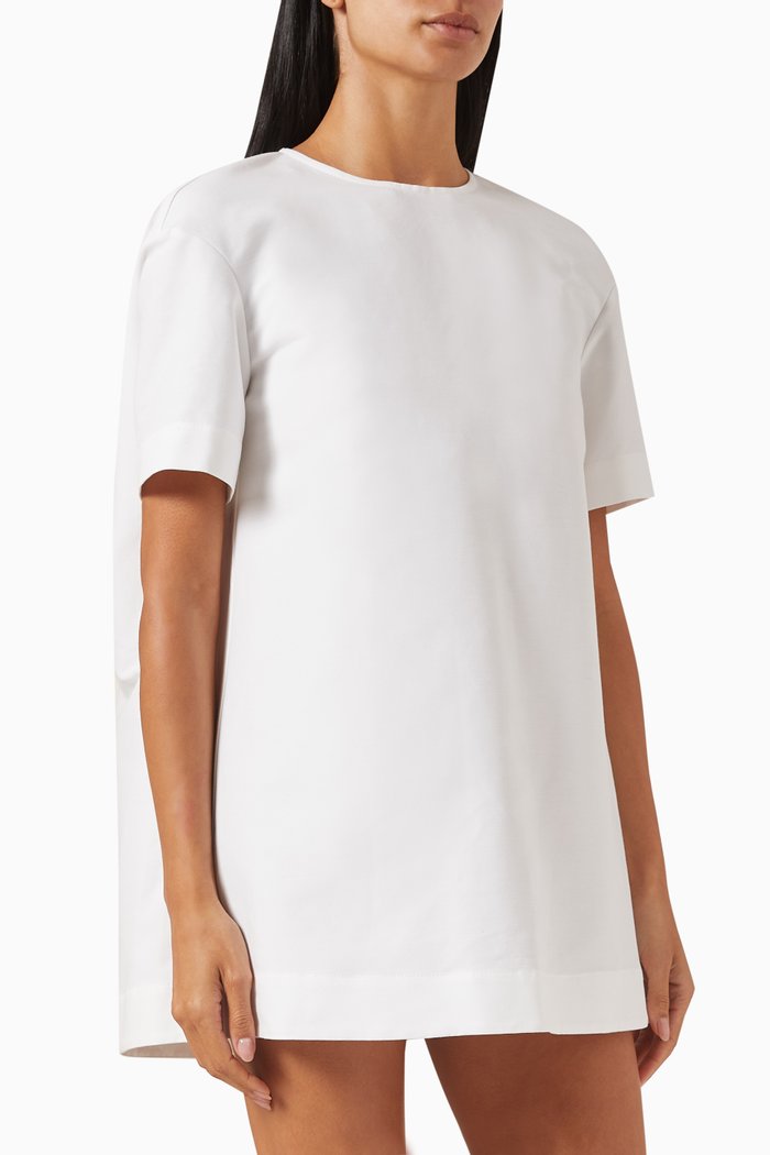 

Short-Sleeve Mini Dress in Cotton, White