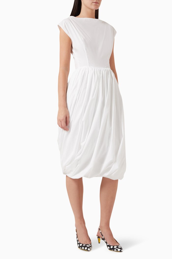

Balloon Midi Dress in Bio Cotton Poplin, Black