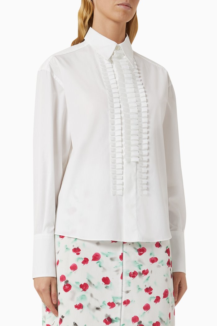 

Ruffle-trimmed Shirt in Cotton Poplin, White