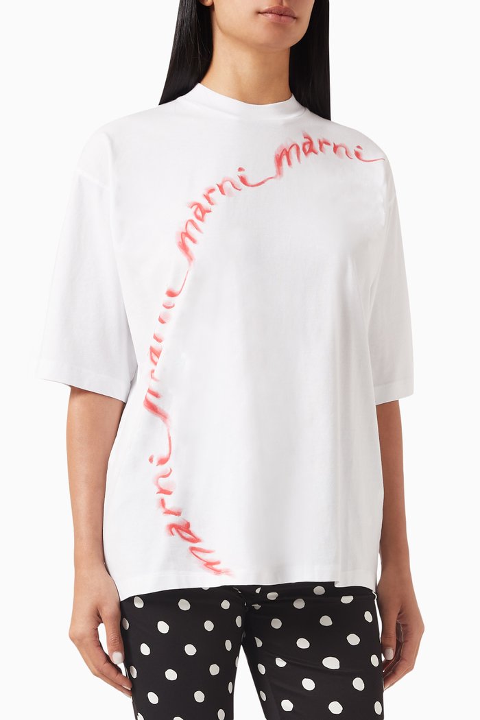 

Wave Logo Oversized T-shirt in Cotton, White