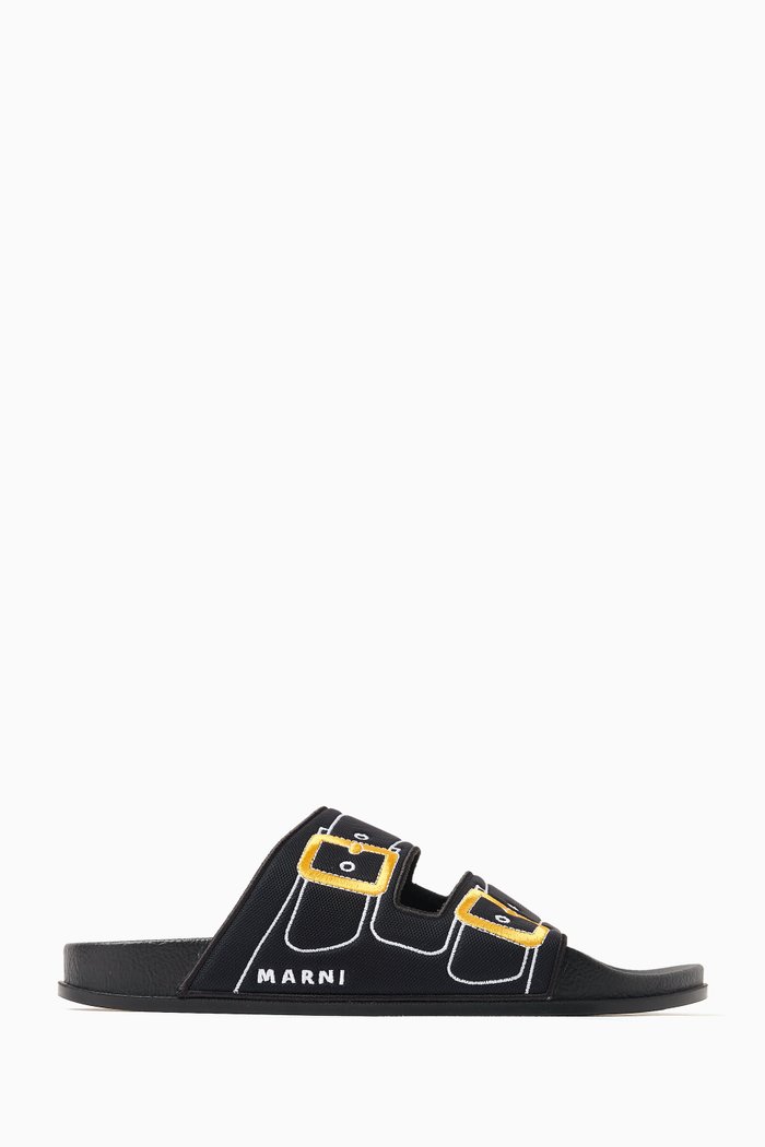 Embroidered Sandals, Black