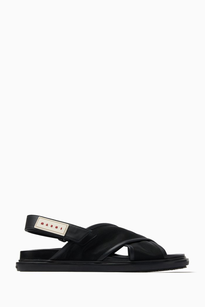 

Fussbett Sandals in Mesh & Leather, Black