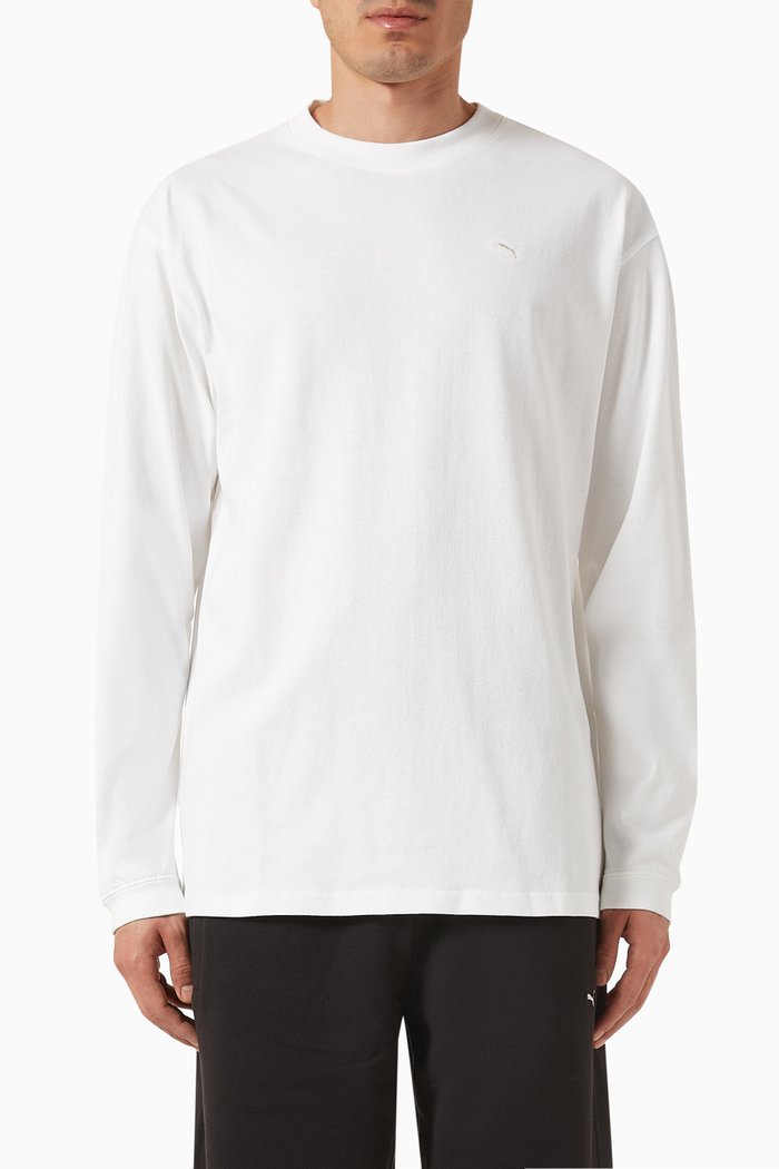 

MMQ Long Sleeve T-shirt in Cotton Jersey, White