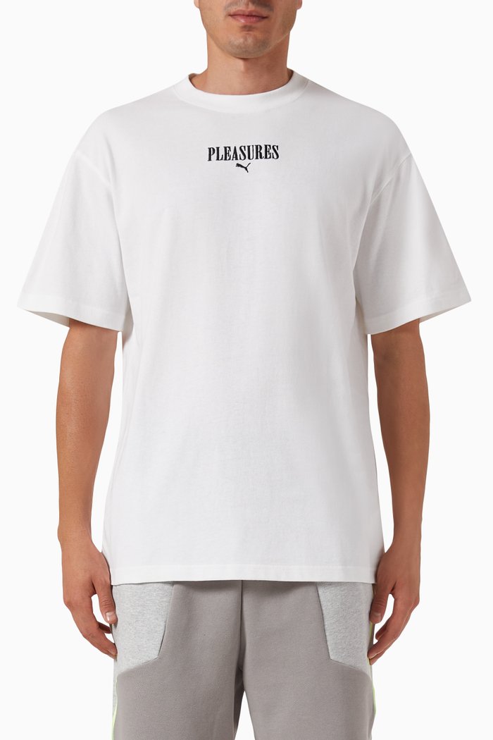 

x Pleasures Graphic Logo Print T-shirt in Cotton jersey, White