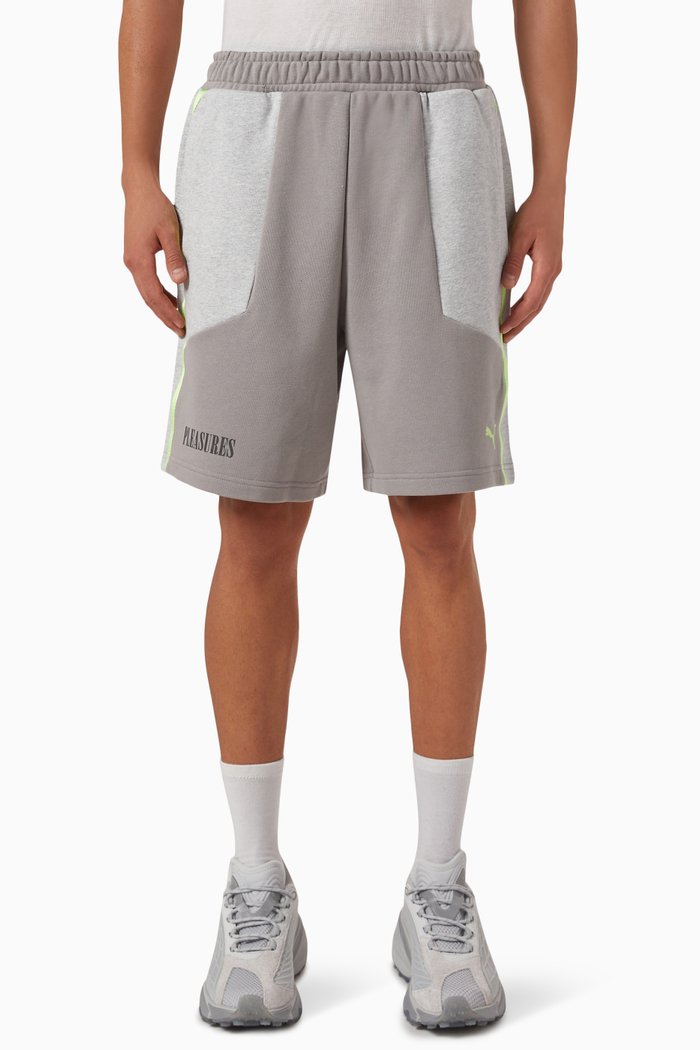 

x Pleasures Logo Shorts in Cotton Terry, Grey
