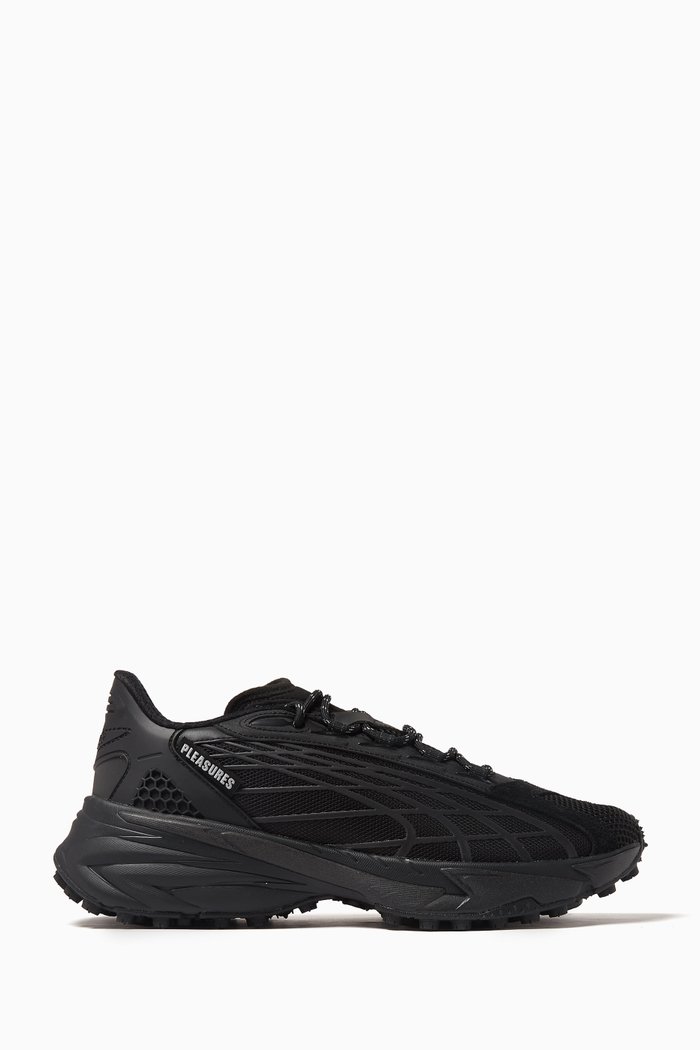 

x Pleasures Spirex Sneakers in Mesh & TPU, Black