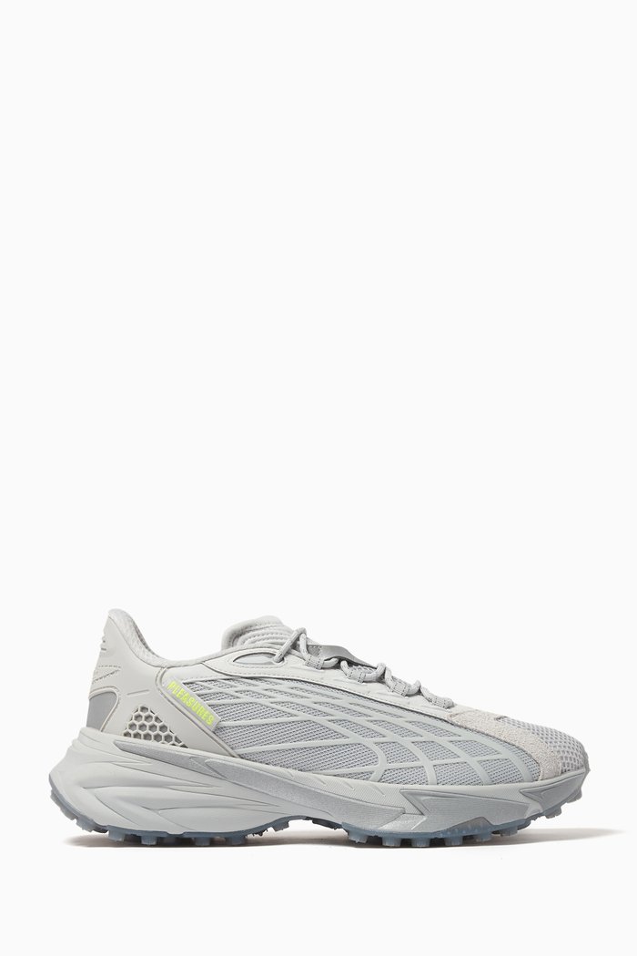 

x Pleasures Spirex Sneakers in Mesh & TPU, Grey