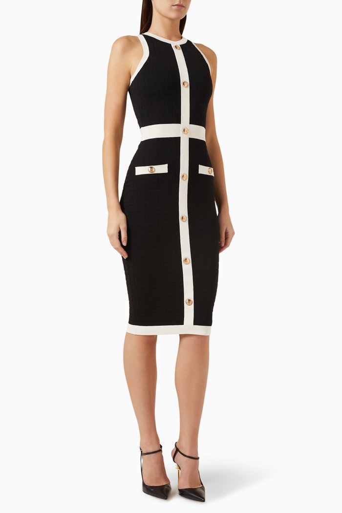 

Logo-embossed Midi Dress in Viscose-blend, Black