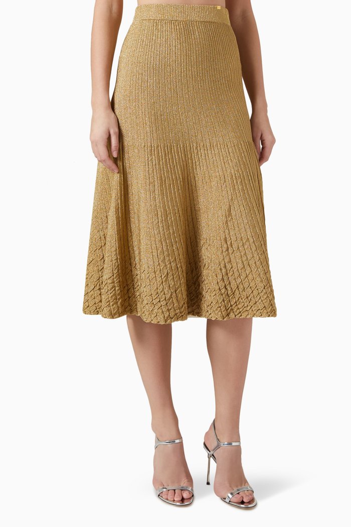 

Ribbed Midi Skirt in Viscose-blend, Gold